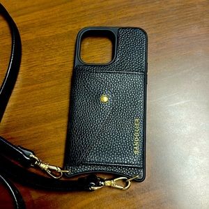 Bandolier IPhone 14 pro Max Hailey side slot crossbody in Black/Gold